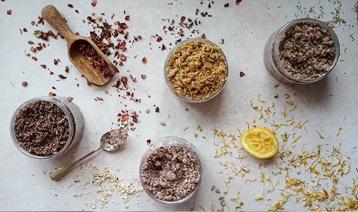 body scrub Ingredients Flatlay